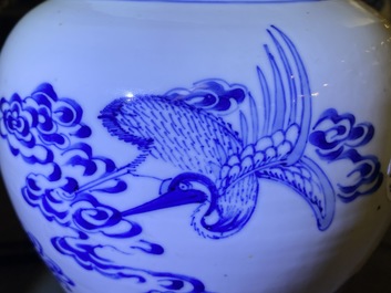 A Chinese blue and white 'deer and crane' vase, Kangxi