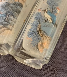 Six Chinese reverse-painted glass snuff bottles, 19/20th C.