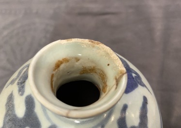 Three Chinese blue and white vases, Ming
