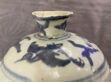 Three Chinese blue and white vases, Ming