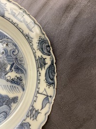 A fine Chinese blue and white 'deer' plate, Wanli