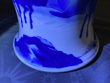 A Chinese blue and white 'deer and crane' vase, Kangxi