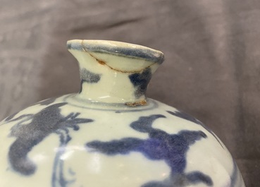 Three Chinese blue and white vases, Ming