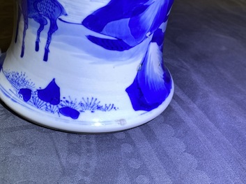 A Chinese blue and white 'deer and crane' vase, Kangxi