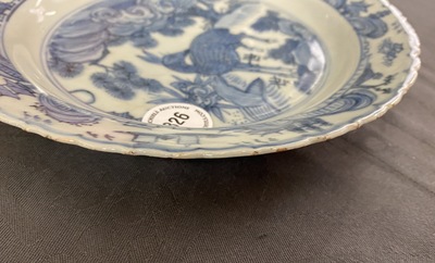 A fine Chinese blue and white 'deer' plate, Wanli