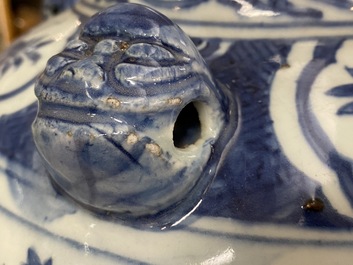 A Chinese blue and white jar with birds in a landscape, Wanli