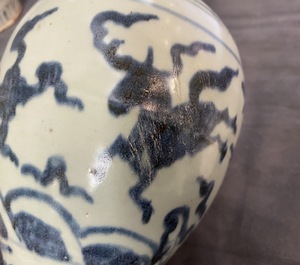 Three Chinese blue and white vases, Ming