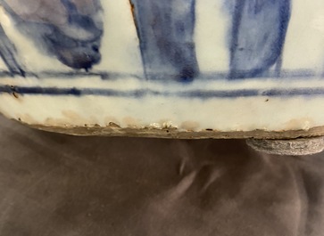 A Chinese blue and white jar with birds in a landscape, Wanli