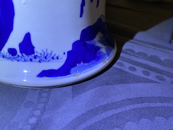 A Chinese blue and white 'deer and crane' vase, Kangxi