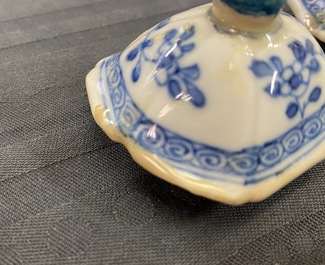 Five Chinese blue and white vases, Kangxi