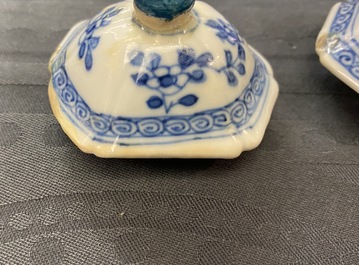 Five Chinese blue and white vases, Kangxi