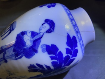 Five Chinese blue and white vases, Kangxi