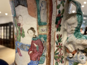 Two Chinese famille rose 'court scene' vases, 19th C.