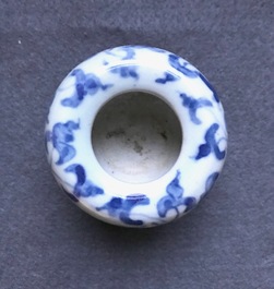Three Chinese blue and white vases, a brush washer and a stem cup, Ming and later