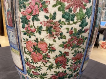 Two Chinese famille rose 'court scene' vases, 19th C.