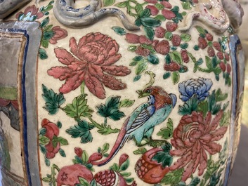 Two Chinese famille rose 'court scene' vases, 19th C.