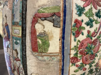 Two Chinese famille rose 'court scene' vases, 19th C.