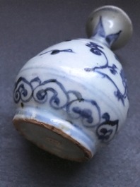 Three Chinese blue and white vases, a brush washer and a stem cup, Ming and later