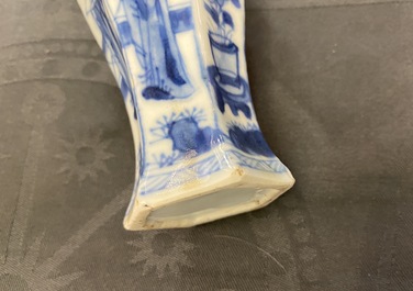 Five Chinese blue and white vases, Kangxi