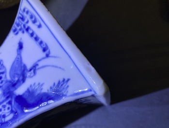 Five Chinese blue and white vases, Kangxi