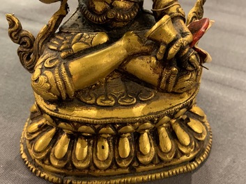 Five Sino-Tibetan gilt bronze Buddha figures, 19/20th C.