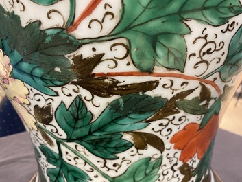 A pair of large bronze-mounted Chinese famille rose vases, 19th C.