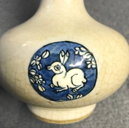 Three Chinese blue and white vases, a brush washer and a stem cup, Ming and later