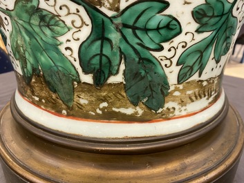 A pair of large bronze-mounted Chinese famille rose vases, 19th C.
