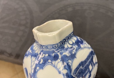 Five Chinese blue and white vases, Kangxi