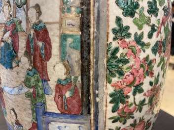 Two Chinese famille rose 'court scene' vases, 19th C.