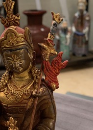 Five Sino-Tibetan gilt bronze Buddha figures, 19/20th C.