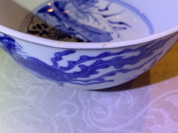 Six Chinese blue and white bowls, Kangxi