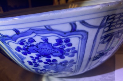 A large Chinese blue and white 'ducks' bowl, Wanli