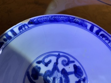 Six Chinese blue and white bowls, Kangxi