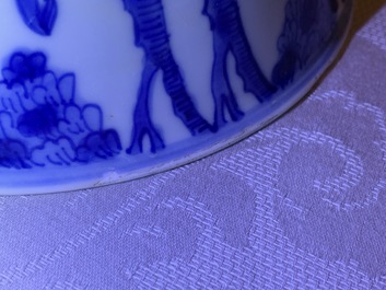 Six Chinese blue and white bowls, Kangxi
