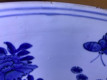 A large Chinese blue and white 'ducks' bowl, Wanli
