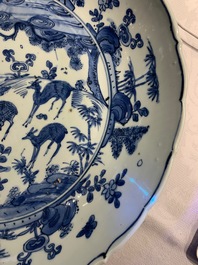 A Chinese blue and white charger with deer, birds and insects, Jiajing