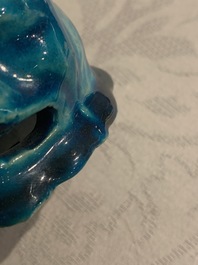 A Chinese monochrome turquoise-glazed 'luduan' censer, 19th C.