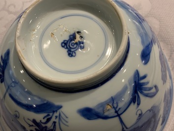 Six Chinese blue and white bowls, Kangxi