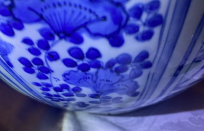 A large Chinese blue and white 'ducks' bowl, Wanli