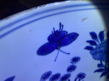 A large Chinese blue and white 'ducks' bowl, Wanli