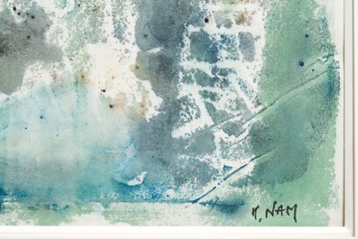 Nam Kwan (Cor&eacute;e, 1911-1990): Composition, aquarelle sur papier, dat&eacute;e 1974