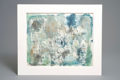 Nam Kwan (Cor&eacute;e, 1911-1990): Composition, aquarelle sur papier, dat&eacute;e 1974