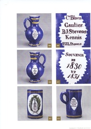 A polychrome Brussels faience commemorative 'musical design' jug, 19th C.