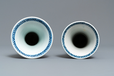 A Chinese blue and white five-piece garniture with floral design, Kangxi