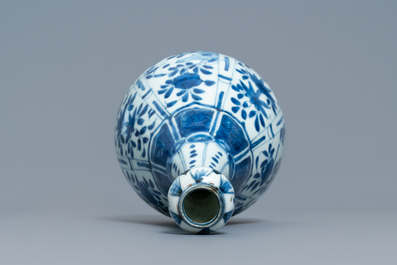 A Chinese blue and white vase with floral design, Wanli