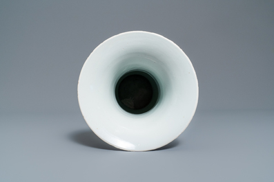 A Chinese blue and white 'deer and crane' yenyen vase, Kangxi