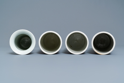 Three Chinese qianjiang cai hat stands and a famille rose vase, 19/20th C.