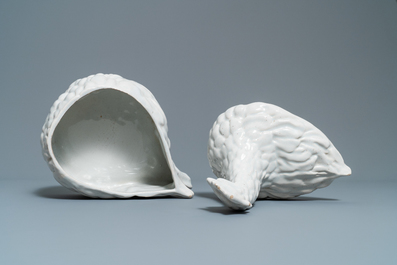 A white 'rooster' tureen and cover, France, 19th C.