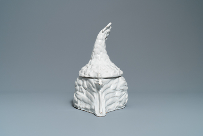 A white 'rooster' tureen and cover, France, 19th C.